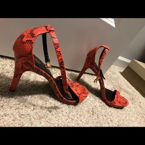 Orange snake print heels